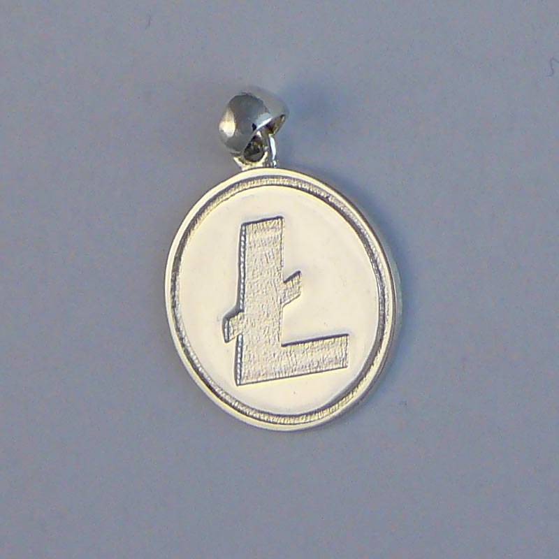 Small Sterling Silver Litecoin Circle "L" Pendant
