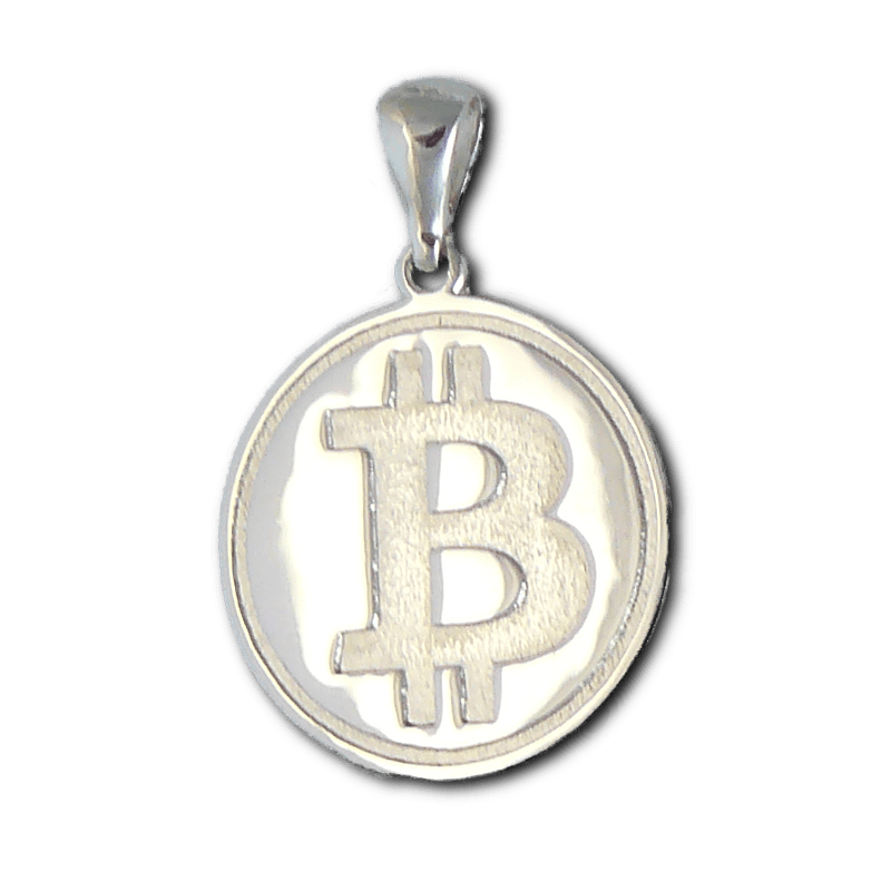 Large Sterling Silver Bitcoin Circle "B" Pendant